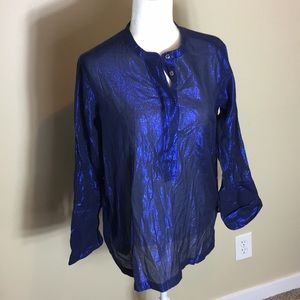 J. Crew Shiny Blue Tunic Blouse